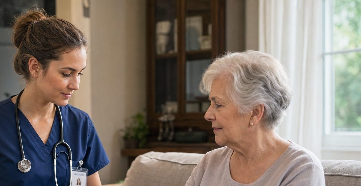 Nurse visiting a senior client at home